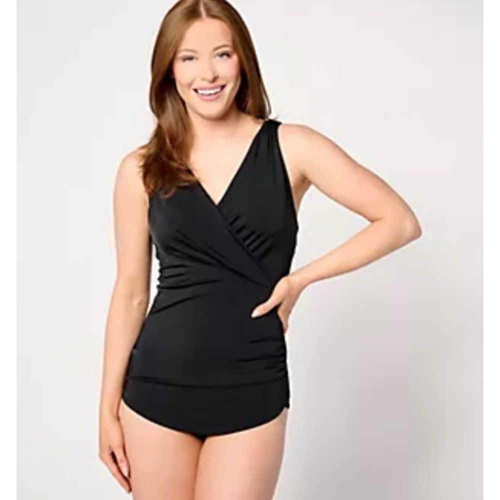 Kim Gravel x Swimsuits For All Black Ruched One Piece Swimsuit Size 8 NEW
